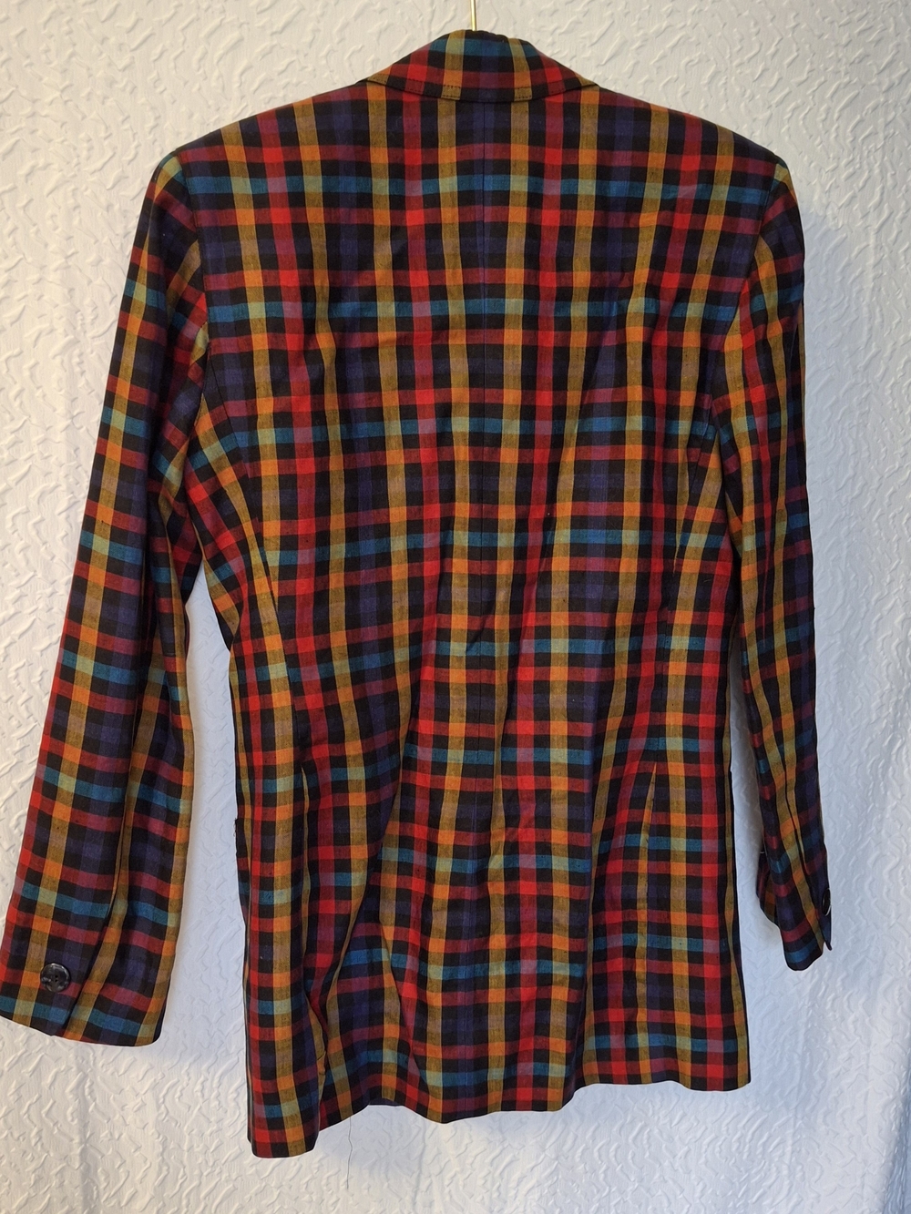 Valerie Stevens Women's Multicolor Plaid Blazer w Shoulder Pads - Picture 3 of 5